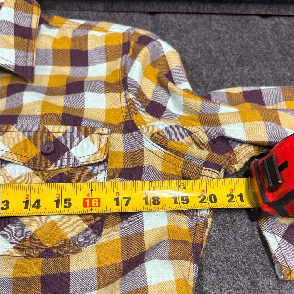 Duluth Trading Co Yellow and Brown Plaid Shirt - Picture 4 of 5
